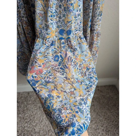 Free People maxi dress size S Feeling Groovy Blue floral boho festival - Picture 5 of 14